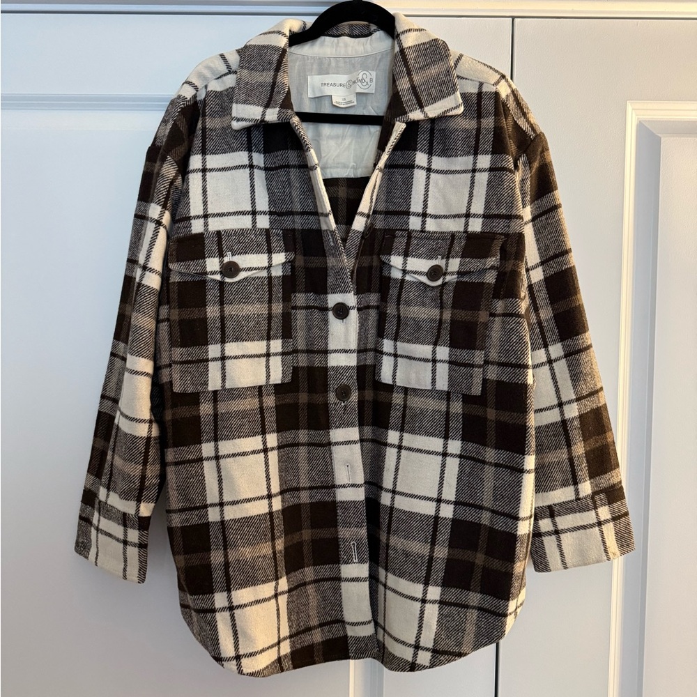 Treasure & Bond Checkered Shirt Jacket
